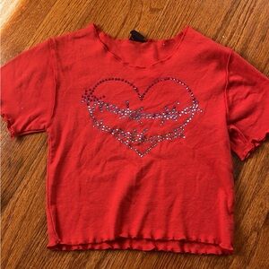 Red rhinestone crop top #y2k #2000s